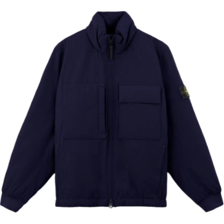 Stone Island Solid Color Logo Patch Zip-Up Jacket Blue 811540527-V0020