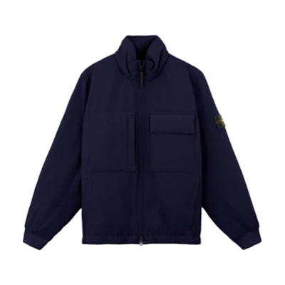 Stone Island Solid Color Logo Patch Zip-Up Jacket Blue 811540527-V0020