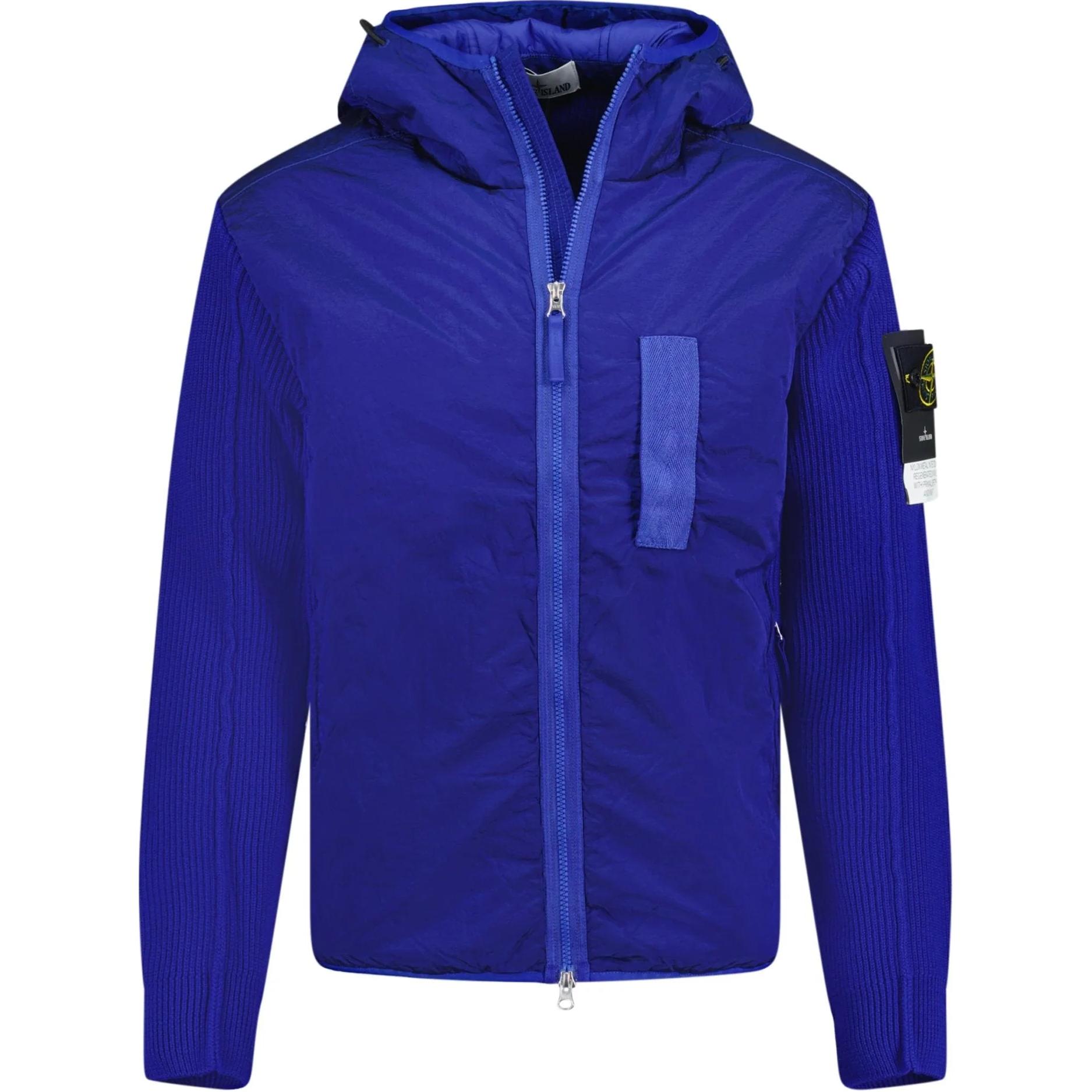 Stone Island Solid Color Logo Patch Zip Up Hoodie Jacket Men’s Blue 791544134-V0022