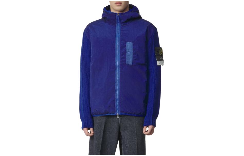 Stone Island Solid Color Logo Patch Zip Up Hoodie Jacket Men’s Blue 791544134-V0022 圖 2