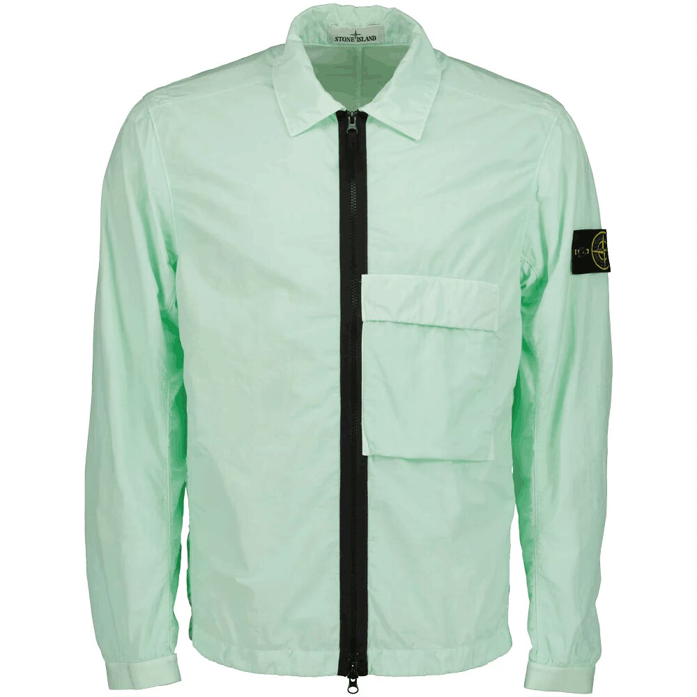 Stone Island Solid Color Logo Polo Collar Jacket Green 771510303-V0044