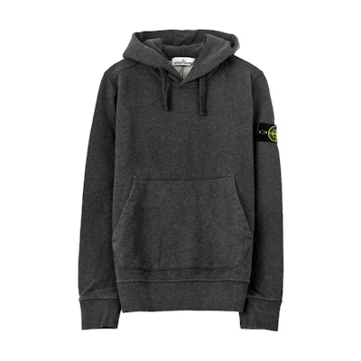 Stone Island Solid Color Logo Pullover Hoodie Men Dark Gray 711562820-V0M67