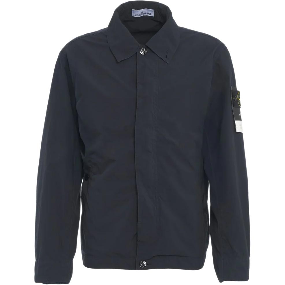 Stone Island Solid Color Logo Shirt Collar Jacket Men’s Blue 4100025-S0042-V0020