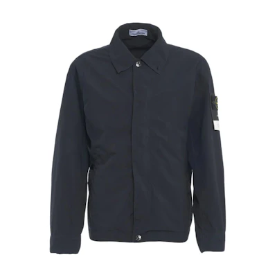 Stone Island Solid Color Logo Shirt Collar Jacket Men’s Blue 4100025-S0042-V0020