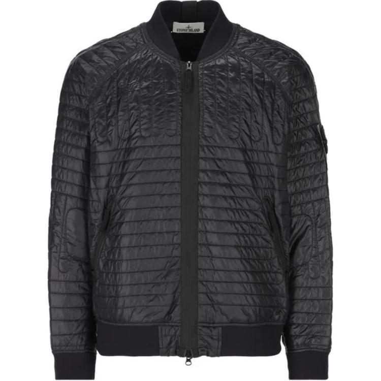 Stone Island Solid Color Logo Stand Collar Zip Jacket Black 811543332-V0029 圖 2