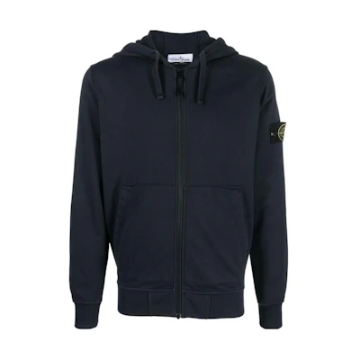 STONE ISLAND Solid Color Logo Zip-Up Hoodie Jacket Men’s Blue 741564251-V0020