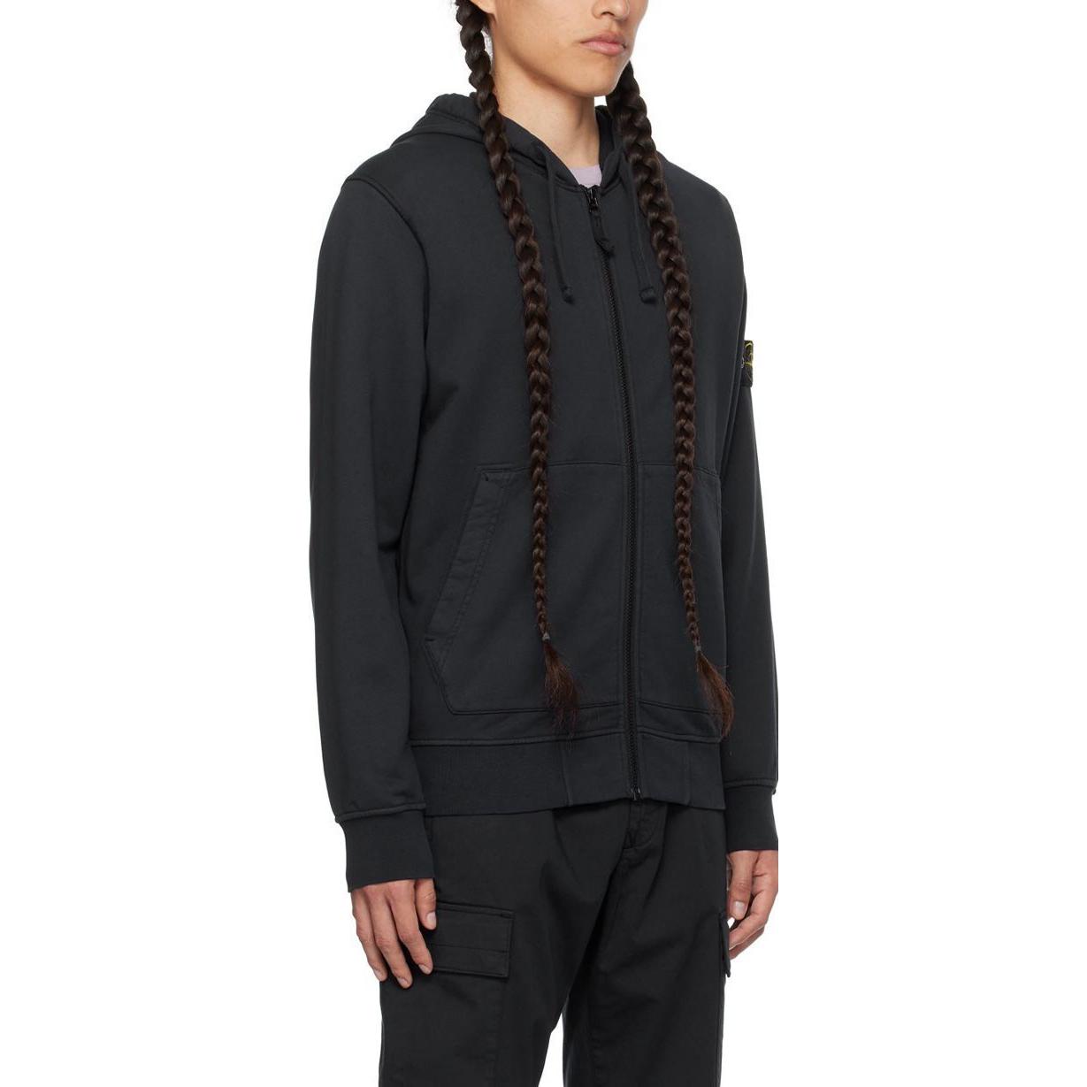 Purchase STONE ISLAND Logo Zip-Up Hoodie Lelaki Biru 741564251-V0020