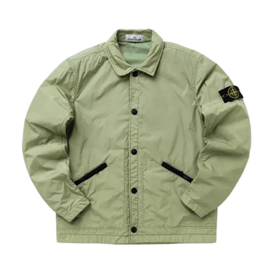 Stone Island Solid Color Long-Sleeve Button-Up Jacket Green 781542522-V0055