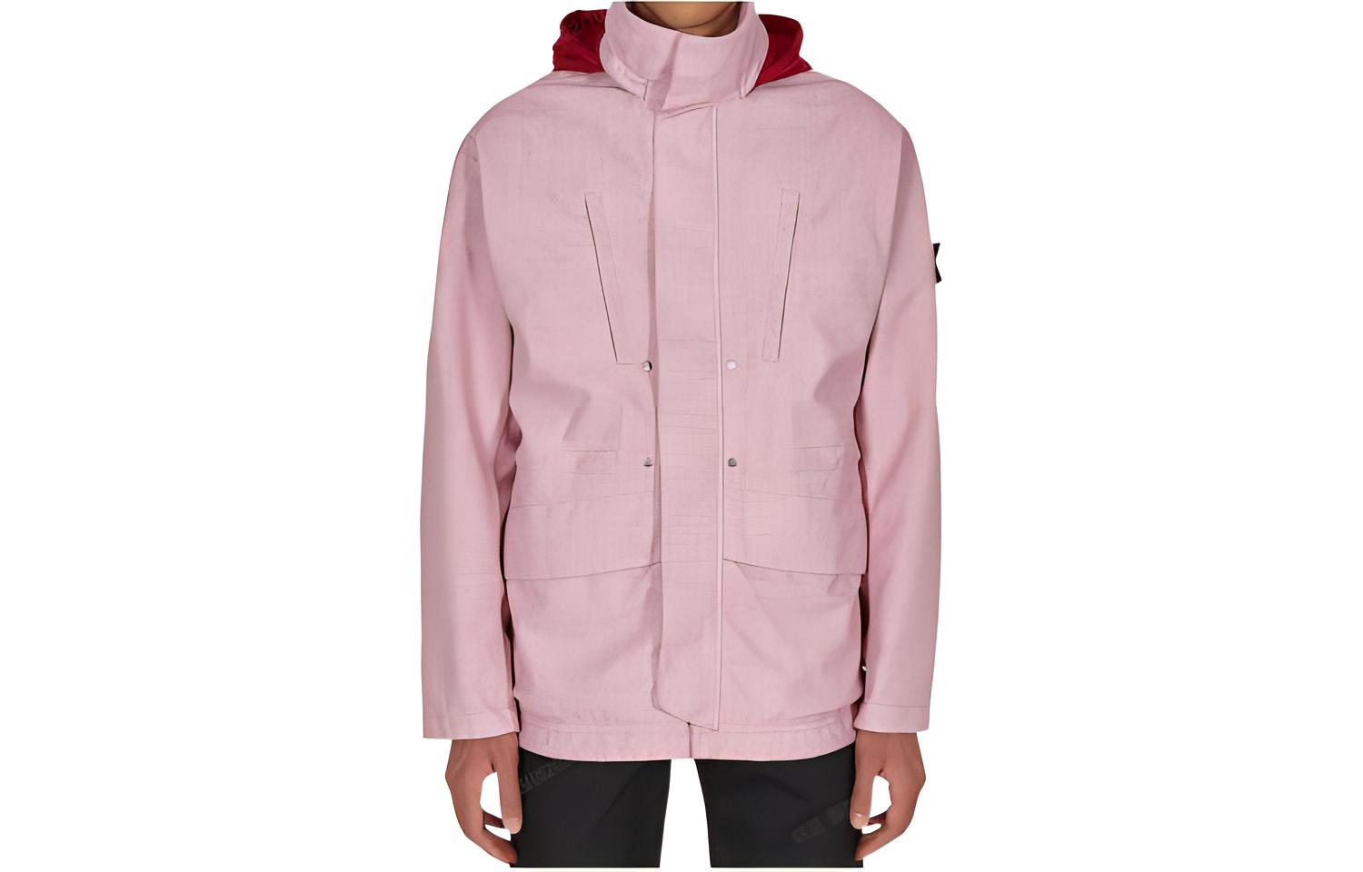Stone Island Solid Color Loose-Fit Stand Collar Jacket Pink Unisex 751940201-v1214