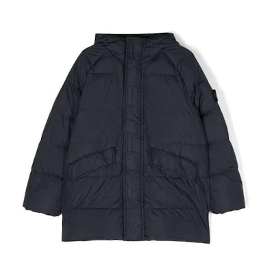 Stone Island Solid Color Loose Fit Hooded Jacket Black 791640123-V0020