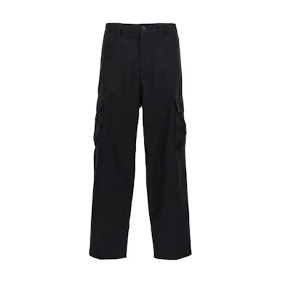 Stone Island Solid Color Mid-Waist Straight Relaxed Pants Men’s Black 8115311F1-V0029