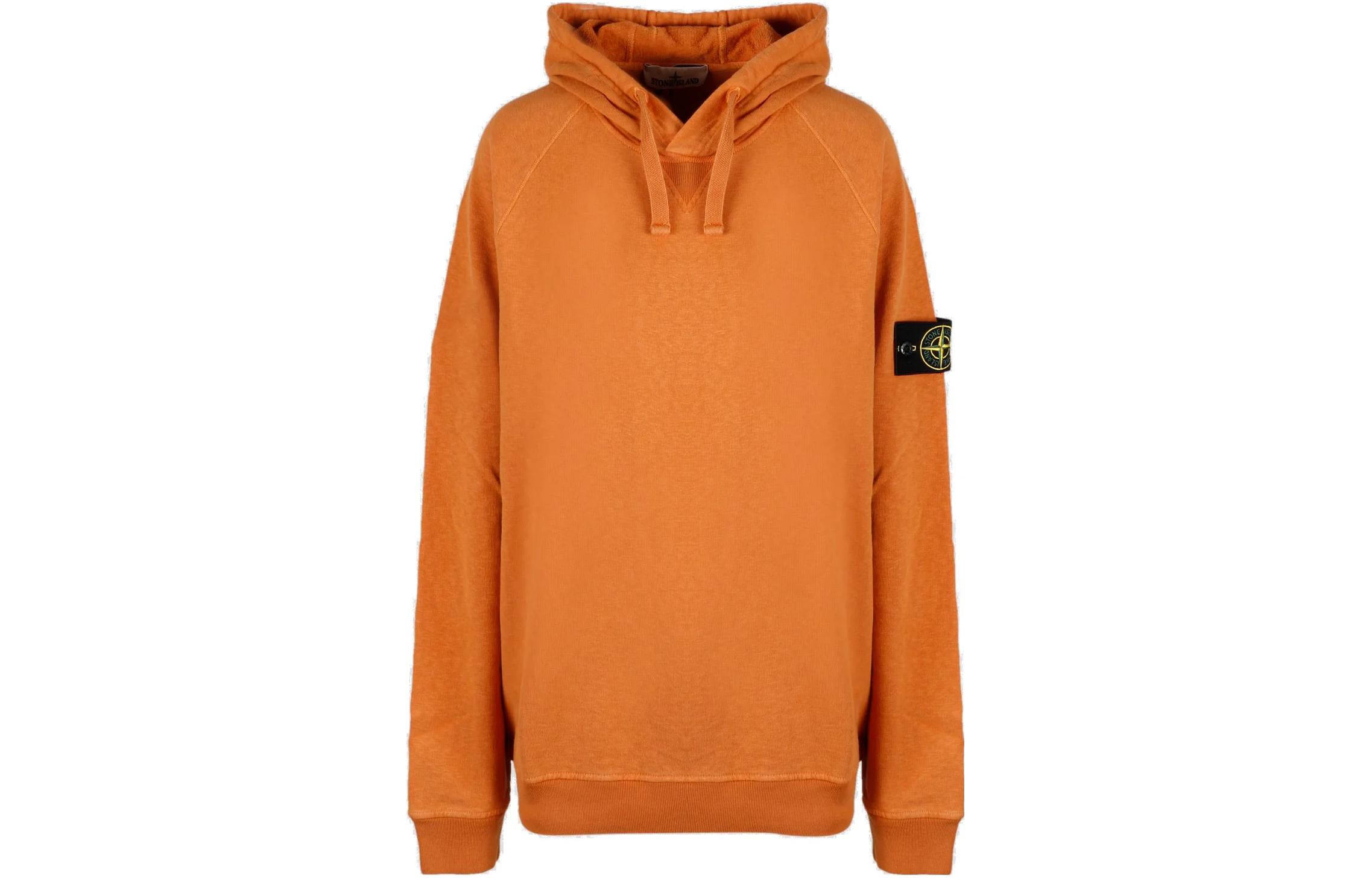 Stone Island Solid Color Orange Hoodie Long Sleeve 781562160-V0173