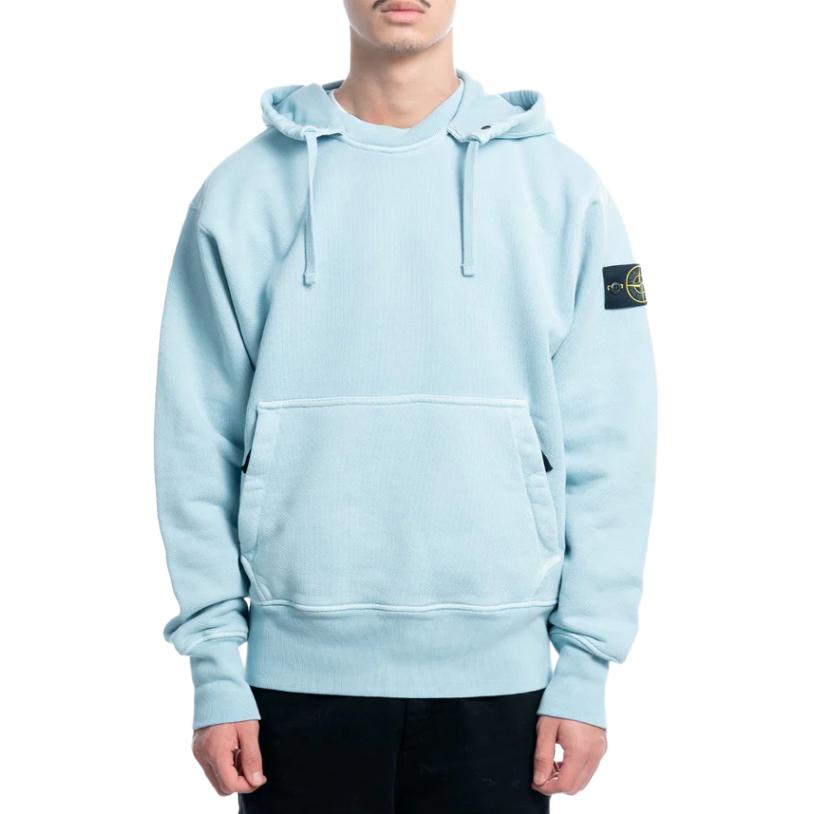 Stone Island Solid Color Patch Hoodie Men’s Sky Blue 791566455-V0141