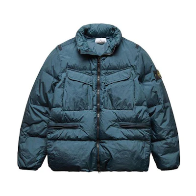 Stone Island Solid Color Patch Stand Collar Jacket Blue Mens 771540123-V0057