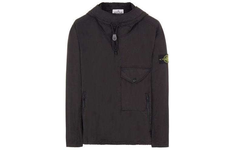 Stone Island Solid Color Pocket Hoodie Black Long Sleeve 771510710-V0029