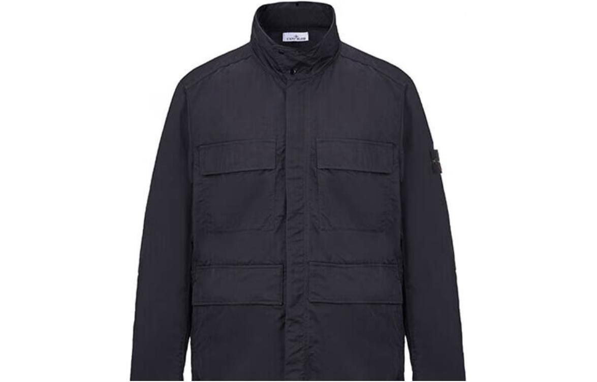 Stone Island Solid Color Pocket Zip-Up Jacket Unisex - Black 781542730