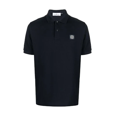 STONE ISLAND Solid Color Polo Shirt Navy Blue Short Sleeve Polo 101522R39-A0020