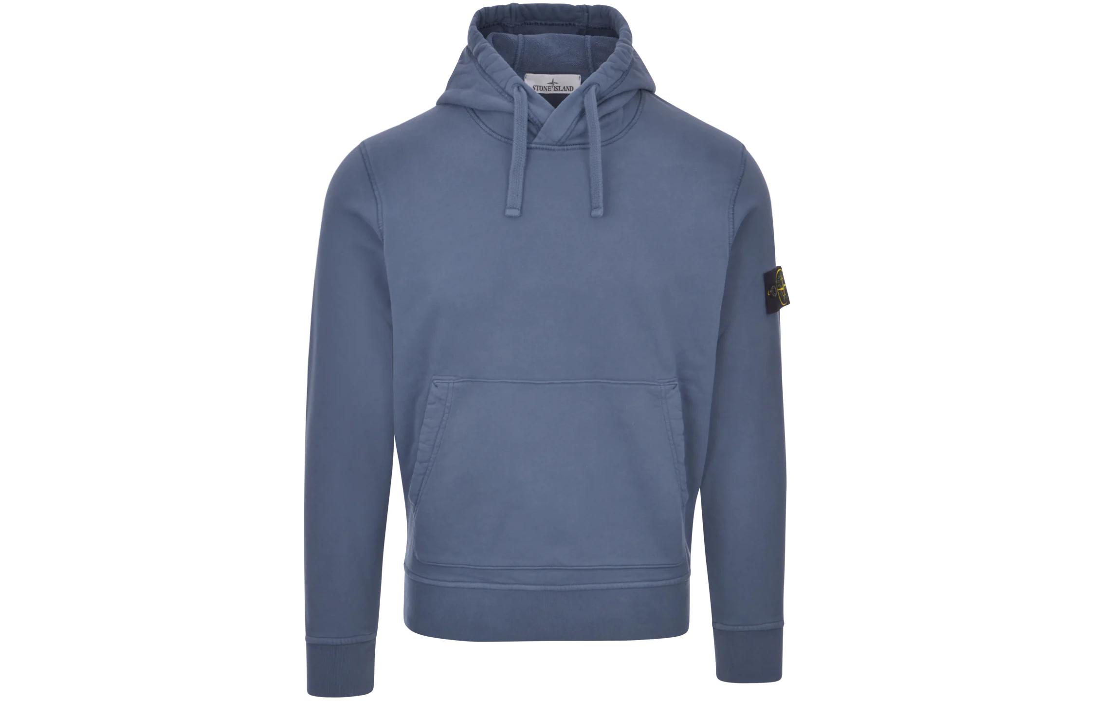 Stone Island Solid Color Pullover Hoodie in Deep Blue 801564151-V0024
