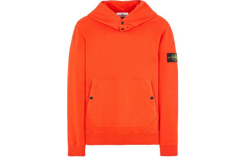 Stone Island Solid Color Pullover Hoodie Lobster Red 791561252-V0037