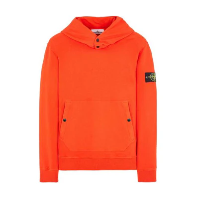 Stone Island Solid Color Pullover Hoodie Lobster Red 791561252-V0037