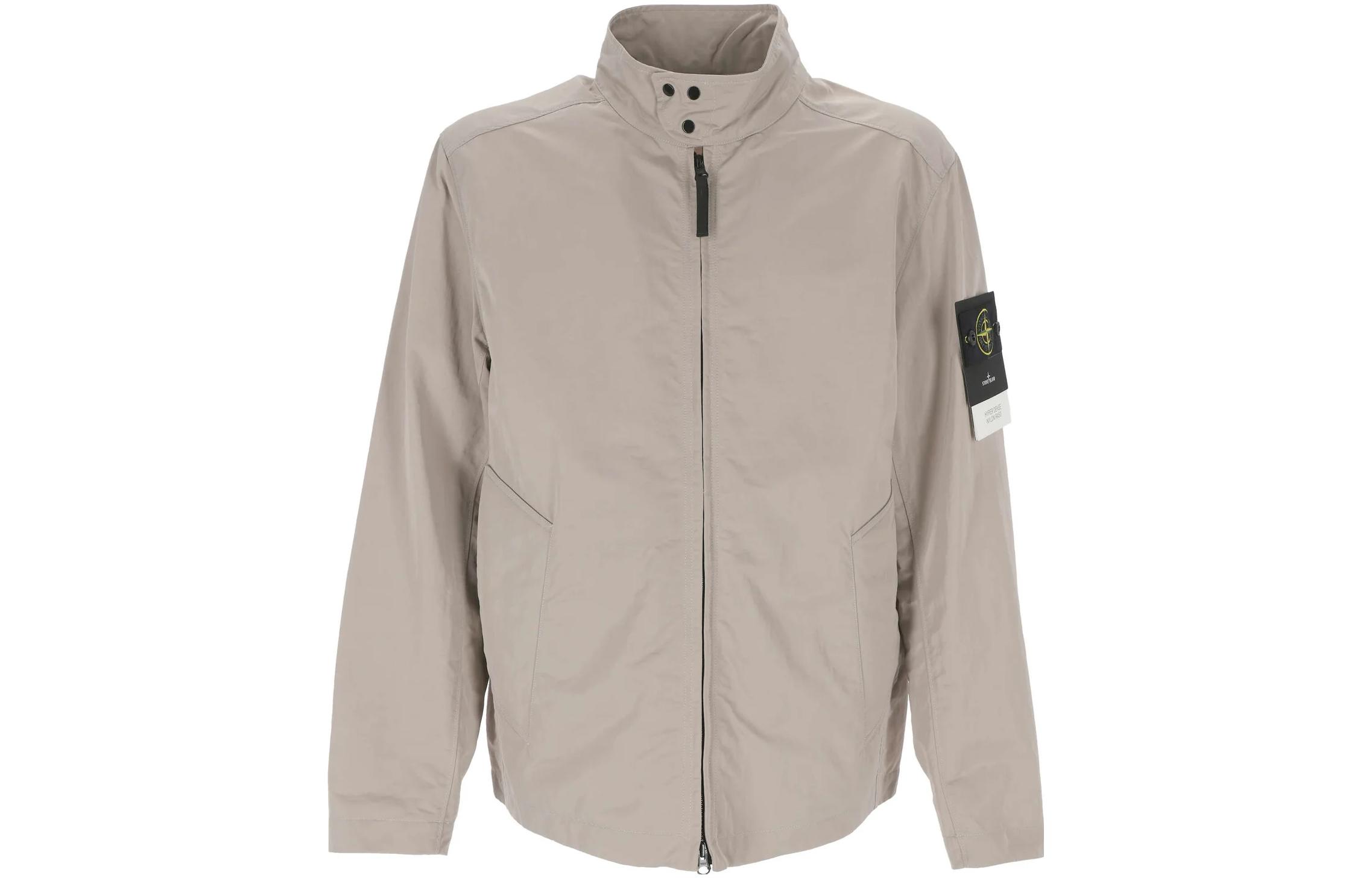 Stone Island Solid Color Relaxed Fit Stand Collar Long Sleeve Jacket Beige Mens 781540230-V0092