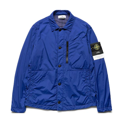 STONE ISLAND Solid Color Single-Breasted Long Sleeve Jacket Blue Outerwear 761541431-V0022