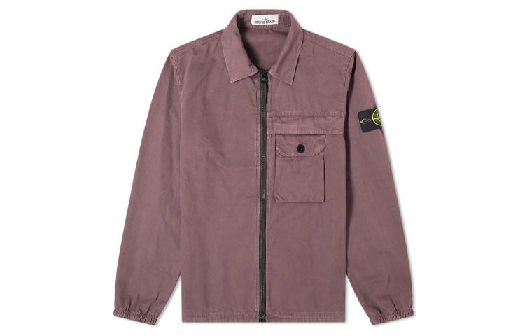 Stone Island Solid Color Single Pocket Logo Patch Jacket Purple Red 7315107WN-V0145