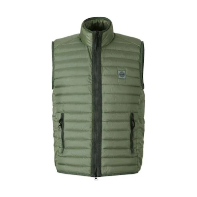 STONE ISLAND Solid Color Sleeveless Vest for Men Green. 7915G0224-V0058
