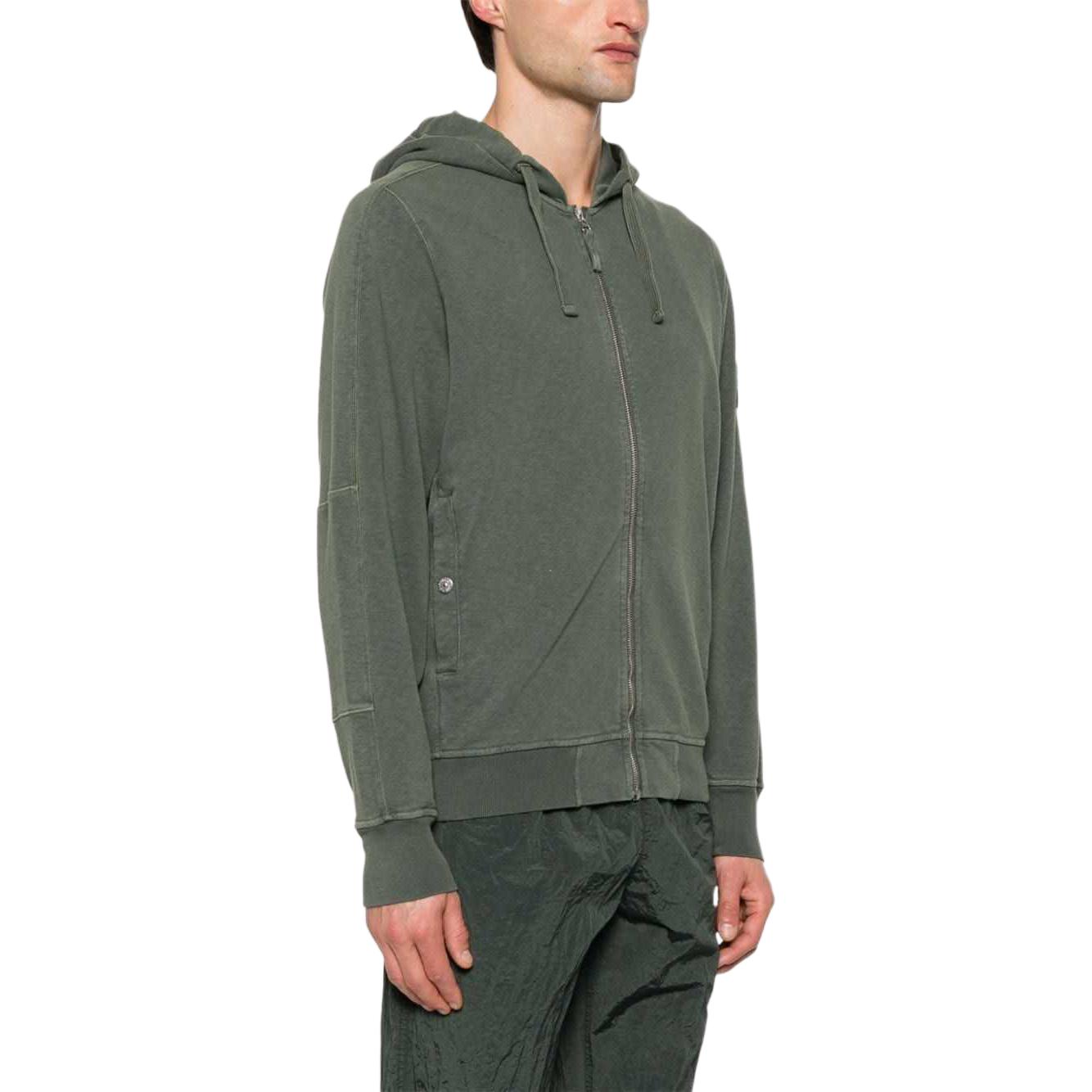 Shop Hoodie Zip Penuh Slim Fit Lelaki Stone Island Warna Solid. 801563160-V0159