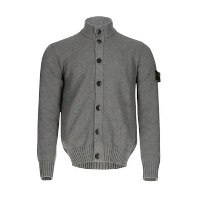 Stone Island Solid Color Stand Collar Button-Up Jacket Men’s Grey 7915556A2-V0M64