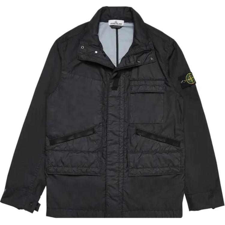 Stone Island Solid Color Stand Collar Jacket Black 761540123-V0029