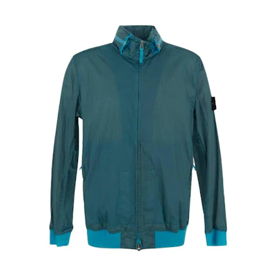 Stone Island Solid Color Zip-Up High Collar Jacket - Blue 781541920-V0042
