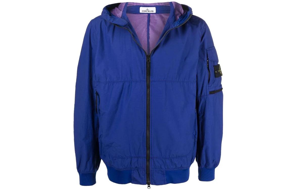Stone Island Solid Color Zip-Up Hooded Jacket 761540632-V0022