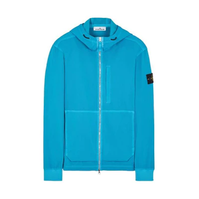 Stone Island Solid Color Zip-Up Hoodie Blue - Long Sleeve Jacket 791566853-V0042