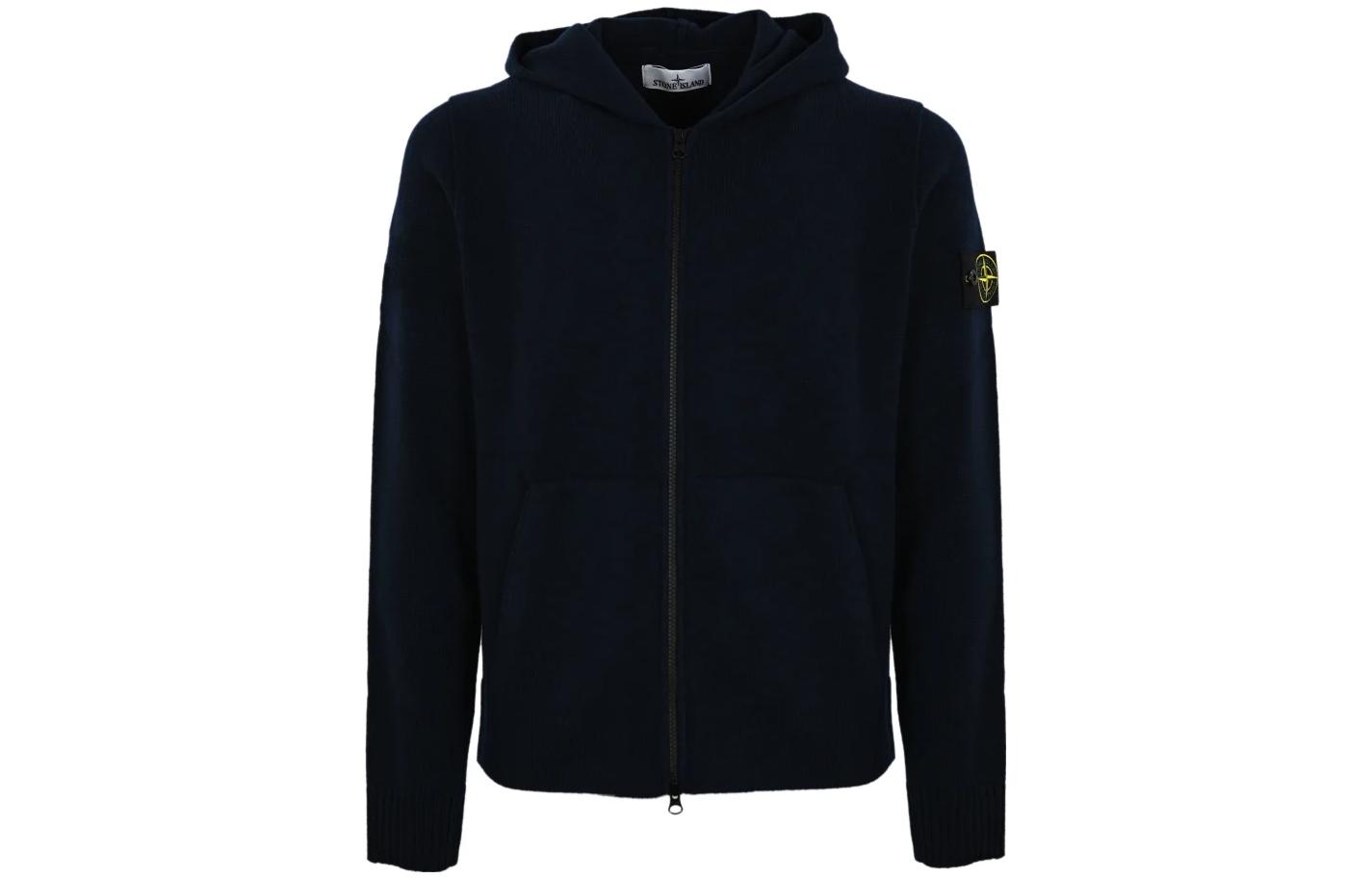 Stone Island Solid Color Zip-Up Hoodie Dark Blue 7915523B6-V0020