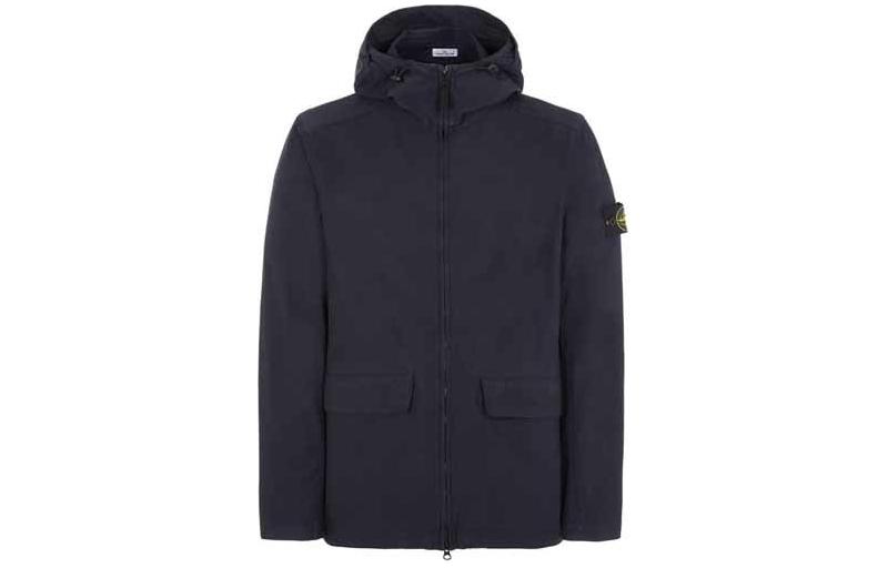 Stone Island Solid Color Zip-Up Hoodie Jacket - Black 761540833-V0020