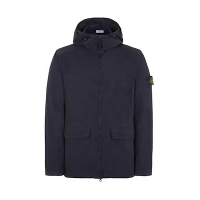 Stone Island Solid Color Zip-Up Hoodie Jacket - Black 761540833-V0020