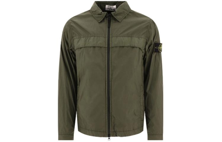 Stone Island Solid Color Zip-Up Hoodie Jacket - Dark Green 801510522-V0059