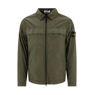 Stone Island Solid Color Zip-Up Hoodie Jacket - Dark Green 801510522-V0059