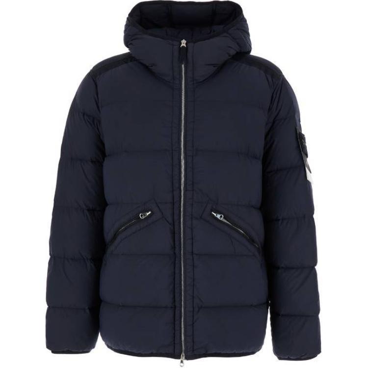 Stone Island Solid Color Zip-Up Hoodie Jacket - Deep Blue POIZON2406201195