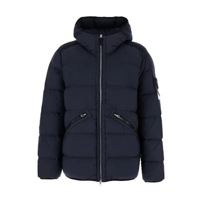 Stone Island Solid Color Zip-Up Hoodie Jacket - Deep Blue POIZON2406201195