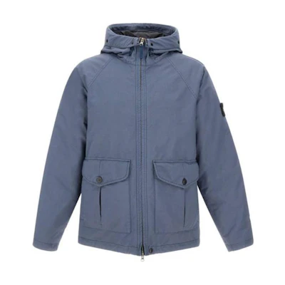Stone Island Solid Color Zip-Up Hoodie Jacket Blue - 811541649-V0046