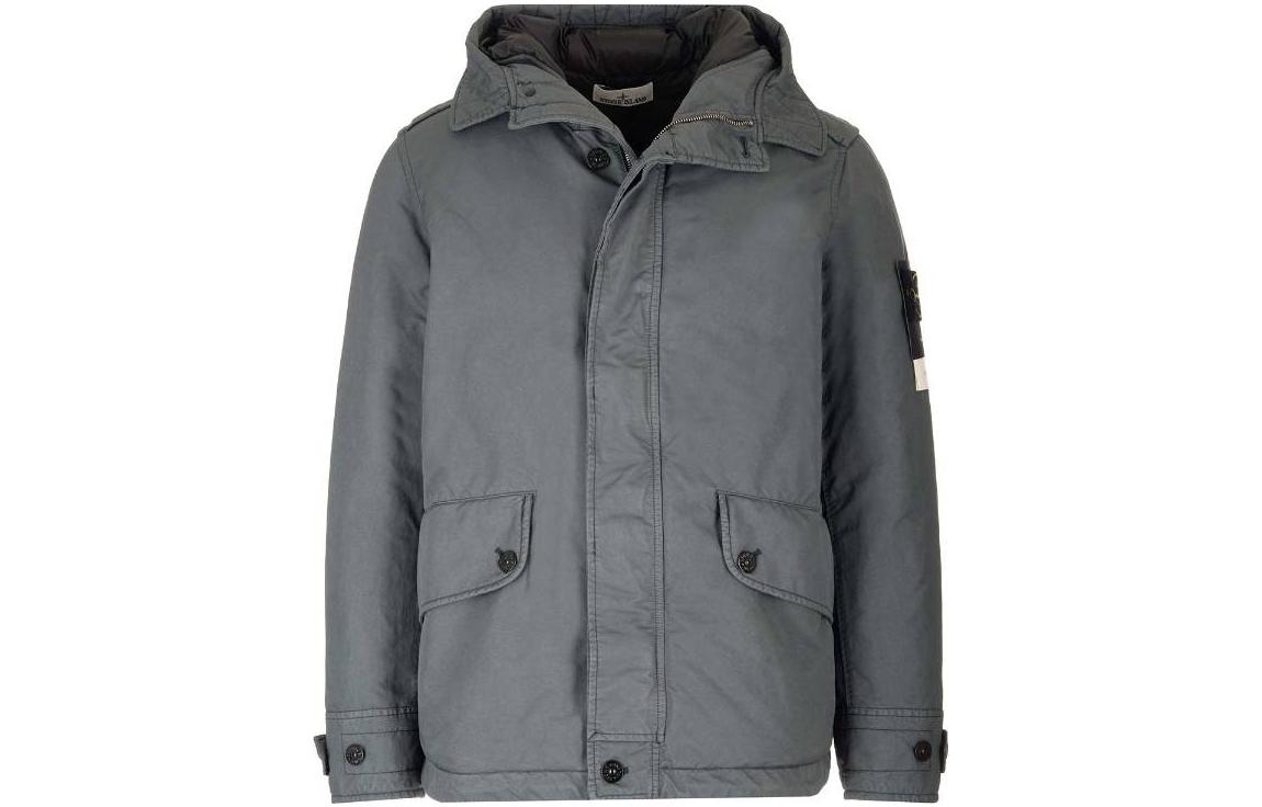 Stone Island Solid Color Zip-Up Hoodie Jacket Men’s - Gray 791541349-V0062