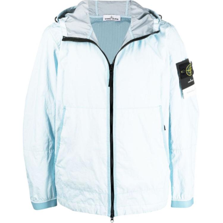 Stone Island Solid Color Zip-Up Hoodie Jacket Men’s Blue 741540523-V0041