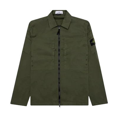 Stone Island Solid Color Zip-Up Jacket Army Green 791510610-V0058