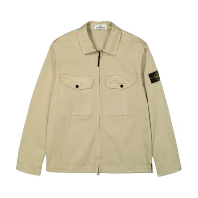 Stone Island Solid Color Zip-Up Jacket Beige for Men 801510812-V0095