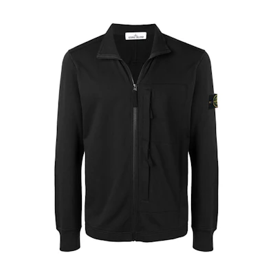Stone Island Solid Color Zip-Up Jacket Black 691561543-V0029