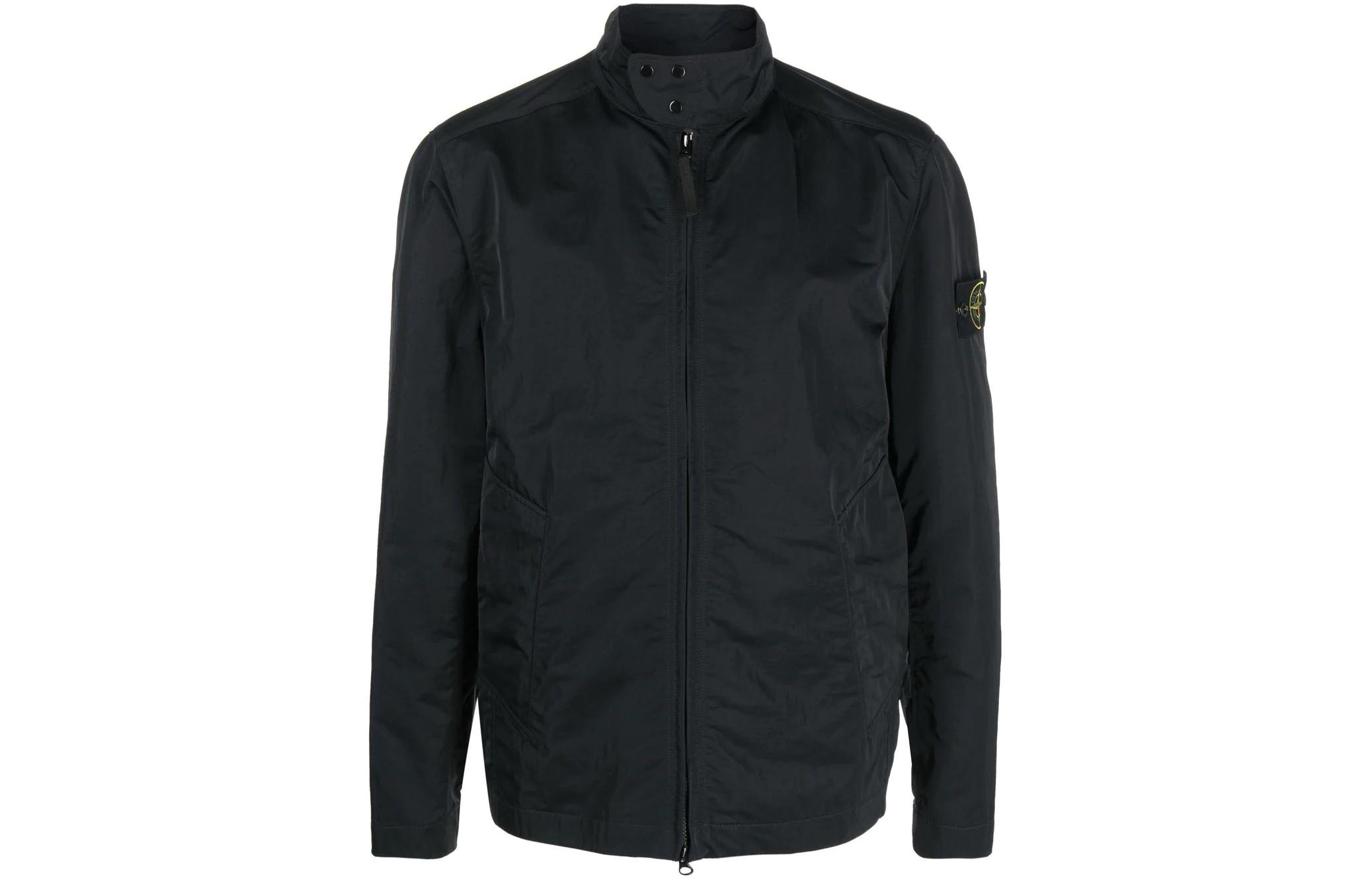 Stone Island Solid Color Zip-Up Jacket Black 781540230-V0029