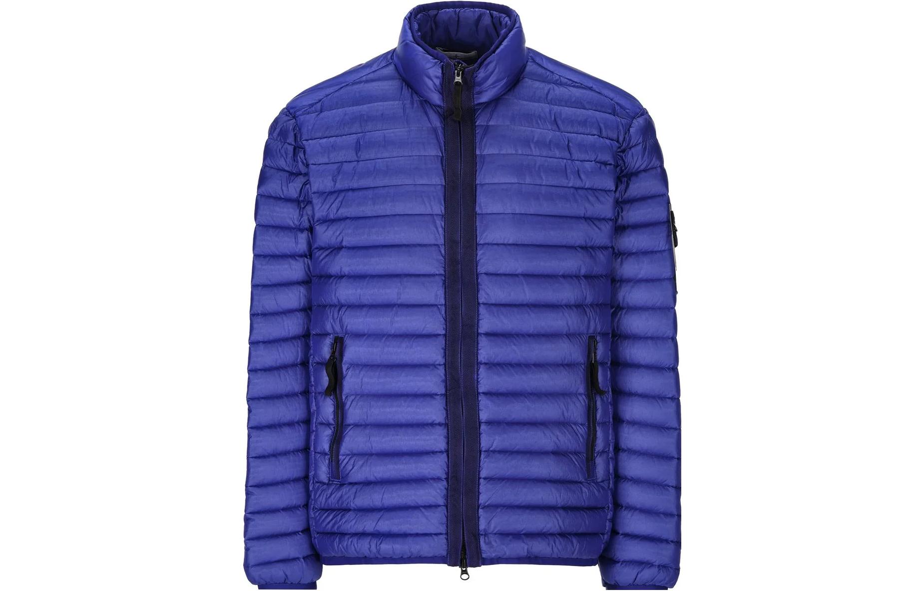 Stone Island Solid Color Zip-Up Jacket Blue 791542324-V0022