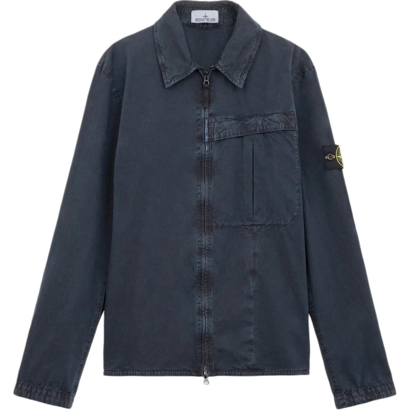 Stone Island Solid Color Zip-Up Jacket Blue Long Sleeve Straight Fit 8115103WN-V0120